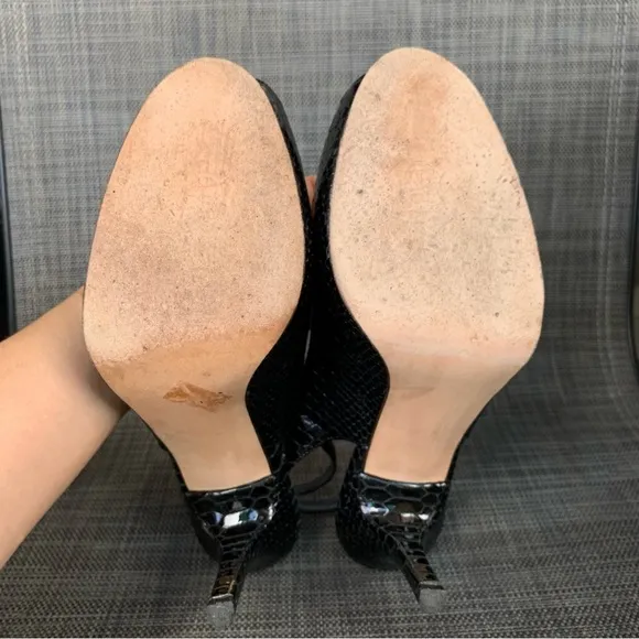 STUART WEITZMAN Patent Leather Snake Embossed Slingback Pumps Heels Women’s 9