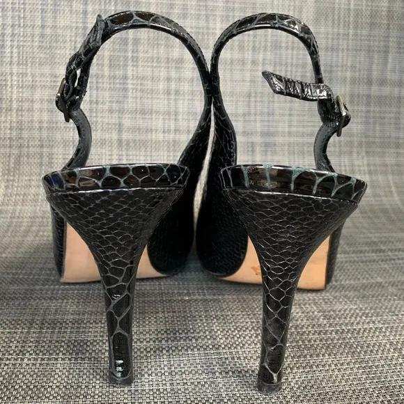 STUART WEITZMAN Patent Leather Snake Embossed Slingback Pumps Heels Women’s 9