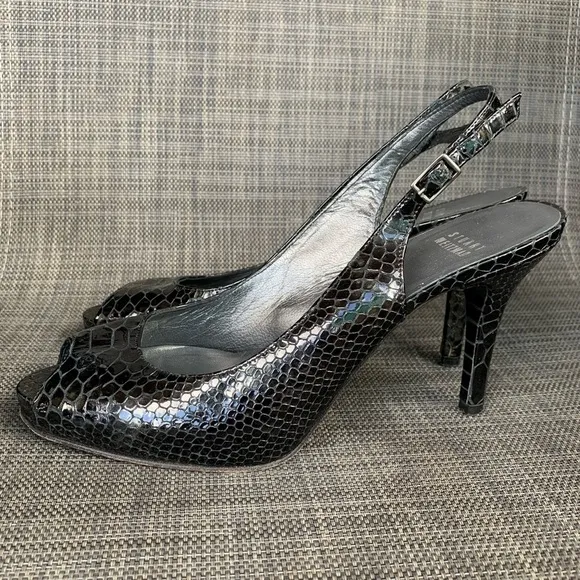 STUART WEITZMAN Patent Leather Snake Embossed Slingback Pumps Heels Women’s 9