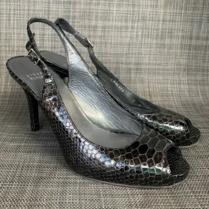 STUART WEITZMAN Patent Leather Snake Embossed Slingback Pumps Heels Women’s 9