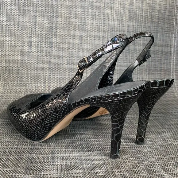 STUART WEITZMAN Patent Leather Snake Embossed Slingback Pumps Heels Women’s 9
