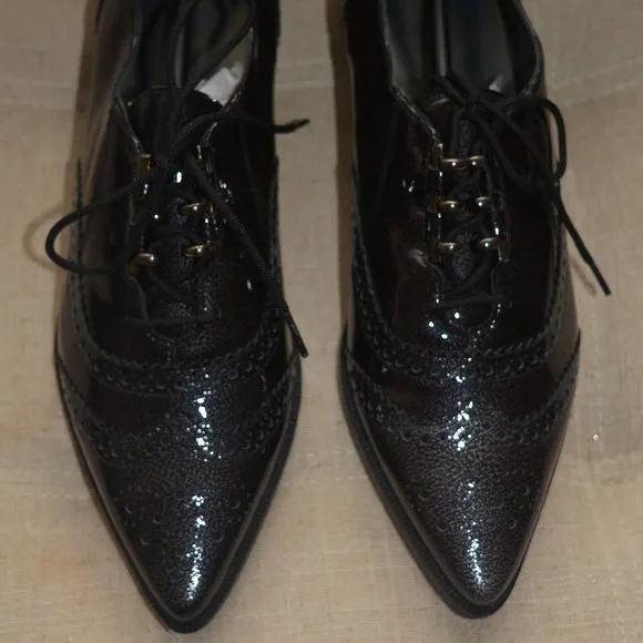 Stuart Weitzman Patent Leather Wingtip Oxfords