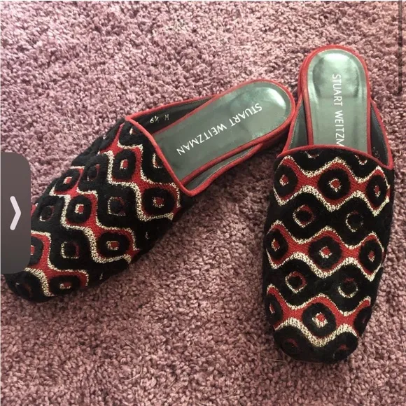 Stuart Weitzman Pipe Mulearky Mules Flat Loafers Slip On 8US used nice