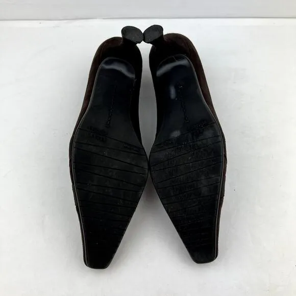 Stuart Weitzman Point Toe Criss Cross Kitten Heels Brown