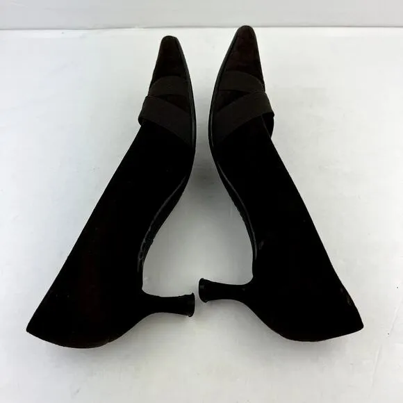 Stuart Weitzman Point Toe Criss Cross Kitten Heels Brown