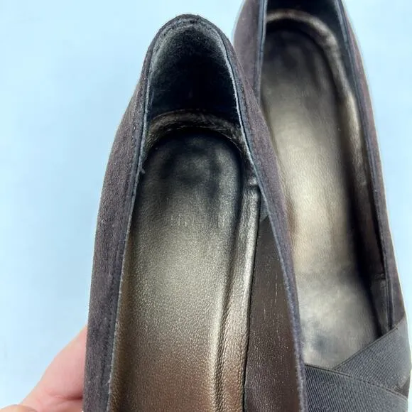 Stuart Weitzman Point Toe Criss Cross Kitten Heels Brown