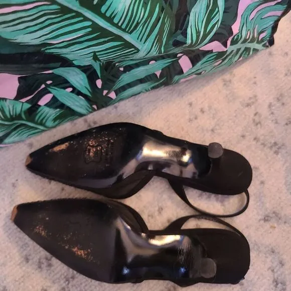 stuart weitzman rhinestone sling back kitten heels 5.5