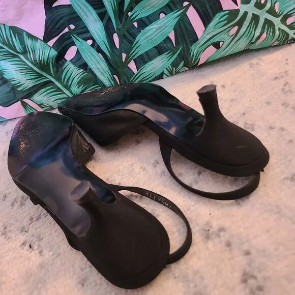 stuart weitzman rhinestone sling back kitten heels 5.5
