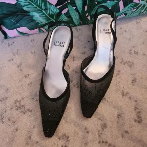 stuart weitzman rhinestone sling back kitten heels 5.5