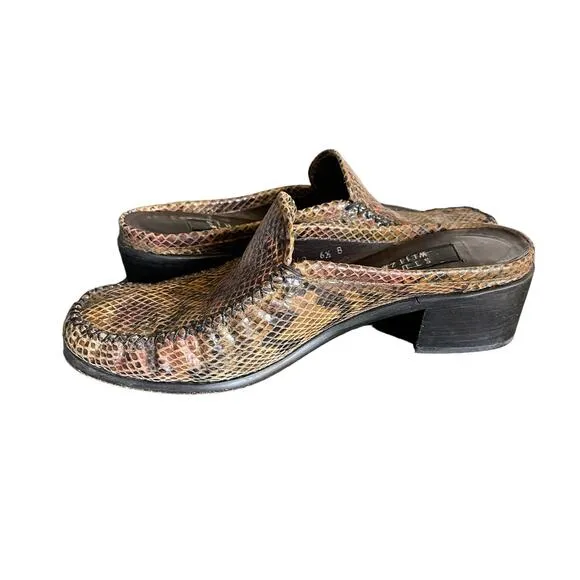 Stuart Weitzman Snake Skin Mules Size 6.5