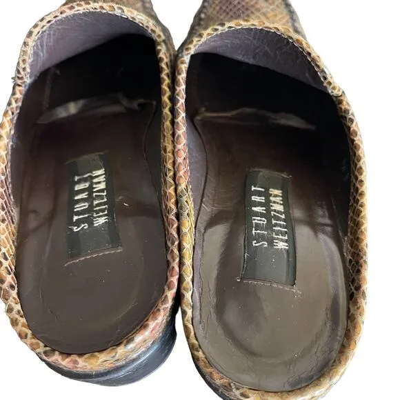 Stuart Weitzman Snake Skin Mules Size 6.5