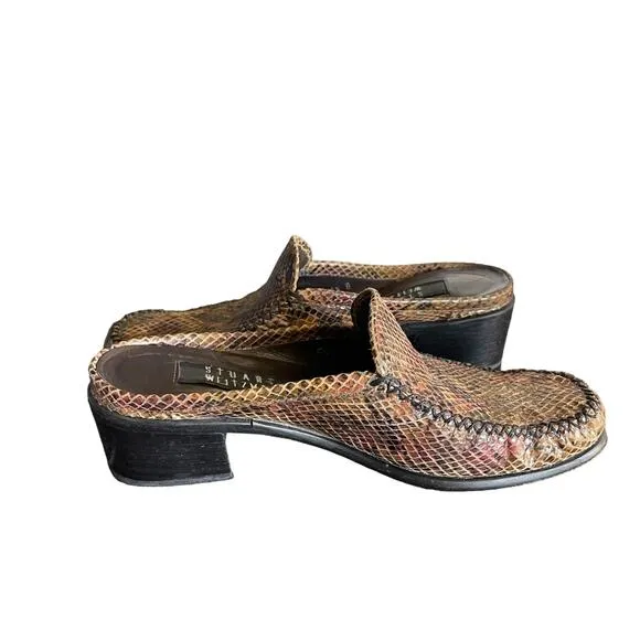 Stuart Weitzman Snake Skin Mules Size 6.5