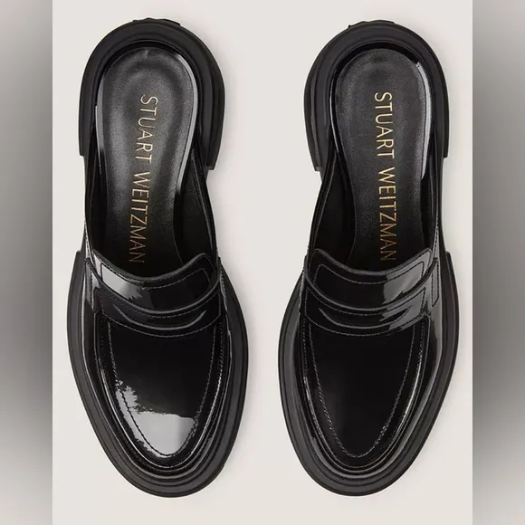Stuart Weitzman Soho Patent Leathet Penny Loafer Mules. Size 10. Color B…