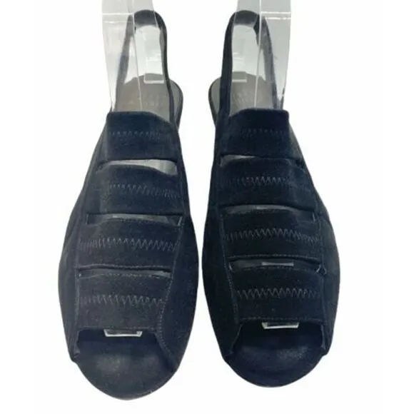Stuart Weitzman Spando Suede Slingback Strappy Wedge Heels 7M EUC Orig $398