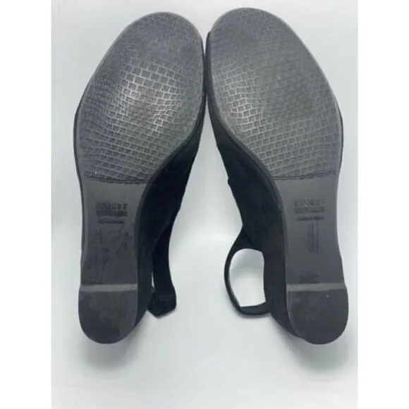 Stuart Weitzman Spando Suede Slingback Strappy Wedge Heels 7M EUC Orig $398