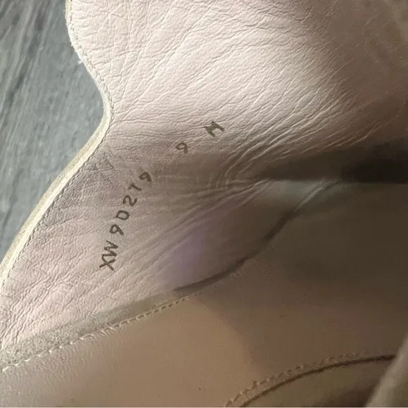 Stuart weitzman tan suede embellished block heel mules