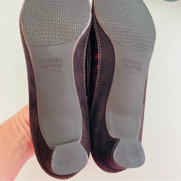 Stuart Weitzman Tier Cola Suede Kitten Heels