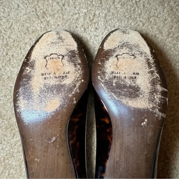 Stuart Weitzman Tortoise Peep Toe Kitten Heels