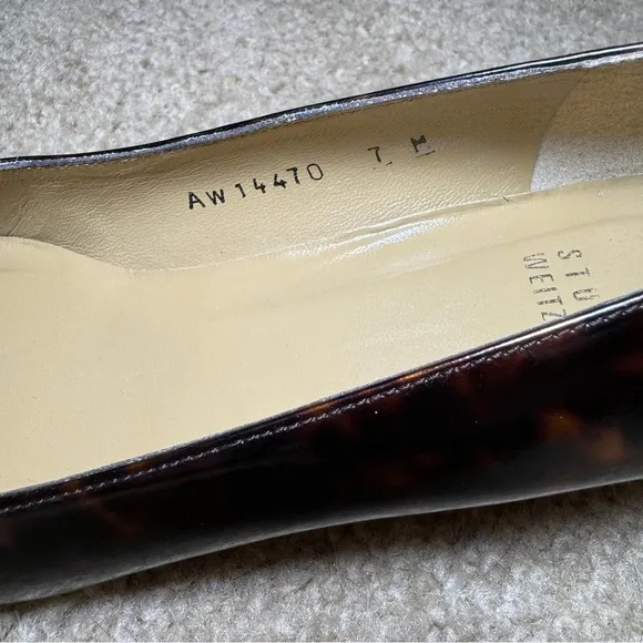 Stuart Weitzman Tortoise Peep Toe Kitten Heels
