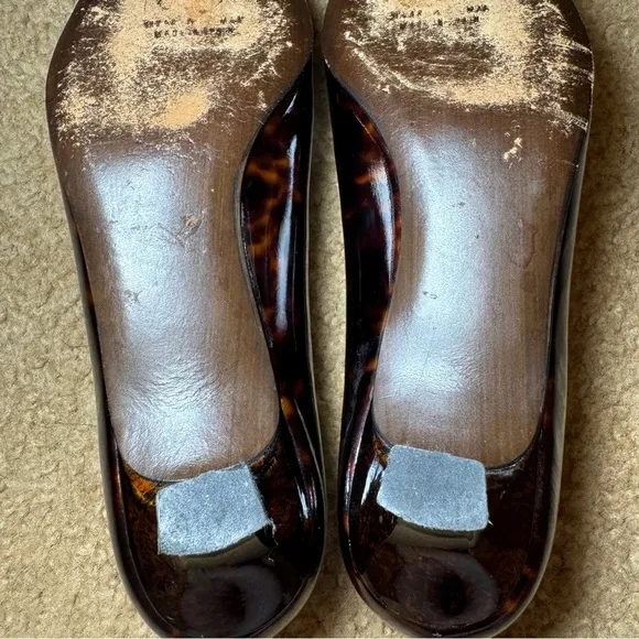 Stuart Weitzman Tortoise Peep Toe Kitten Heels