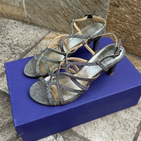 Stuart Weitzman Turning Up Strappy Evening Kitten Heels - Pyrite Nocturn