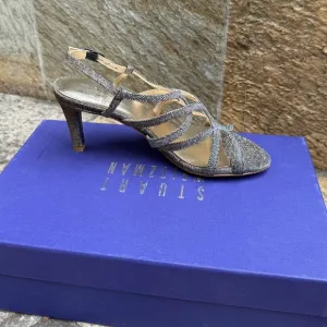 Stuart Weitzman Turning Up Strappy Evening Kitten Heels - Pyrite Nocturn