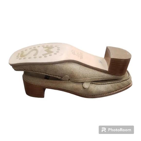 Stuart Weitzman VINTAGE 90's Sz 9 1/2 Tan Texturized Leather Square To…