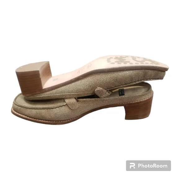 Stuart Weitzman VINTAGE 90's Sz 9 1/2 Tan Texturized Leather Square To…