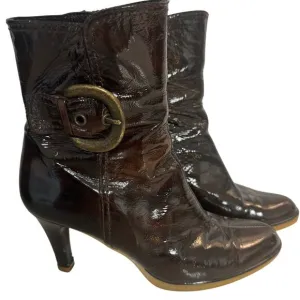Stuart Weitzman Vintage Patent Leather Ankle Boots