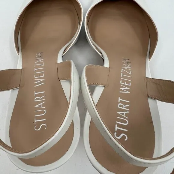 Stuart Weitzman White Classic Slingback Heels | Size 9.5
