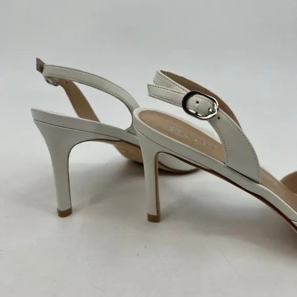 Stuart Weitzman White Classic Slingback Heels | Size 9.5