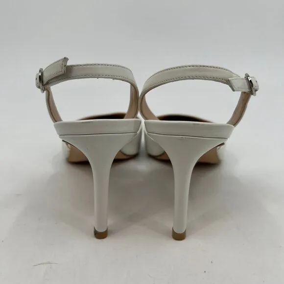 Stuart Weitzman White Classic Slingback Heels | Size 9.5