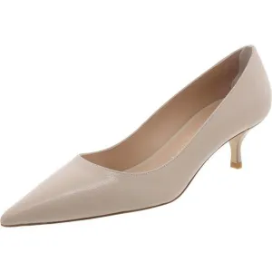 Stuart Weitzman Womens Beige Pebbled Leather Kitten Heels New