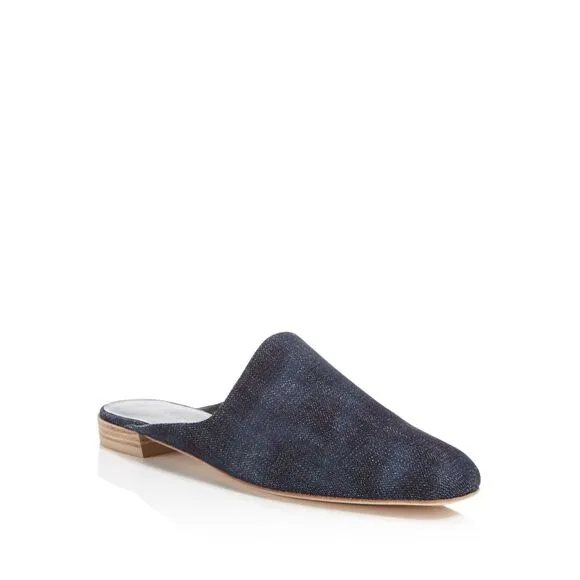 STUART WEITZMAN Womens Nay Antique Denim Navy Denim Mulearky Slip On Mules 7 M