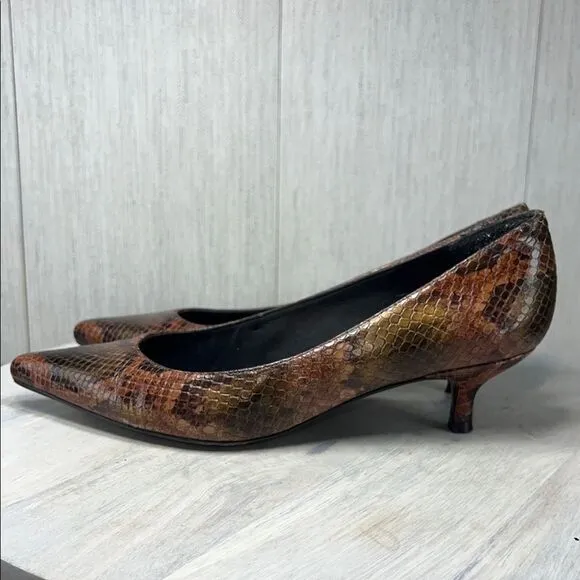 Stuart Weitzman Brown Snakeskin Heels