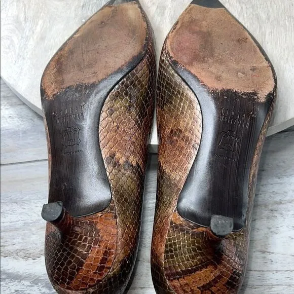 Stuart Weitzman Brown Snakeskin Heels