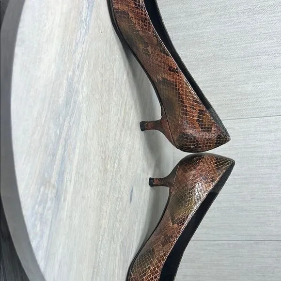 Stuart Weitzman Brown Snakeskin Heels