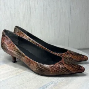 Stuart Weitzman Brown Snakeskin Heels