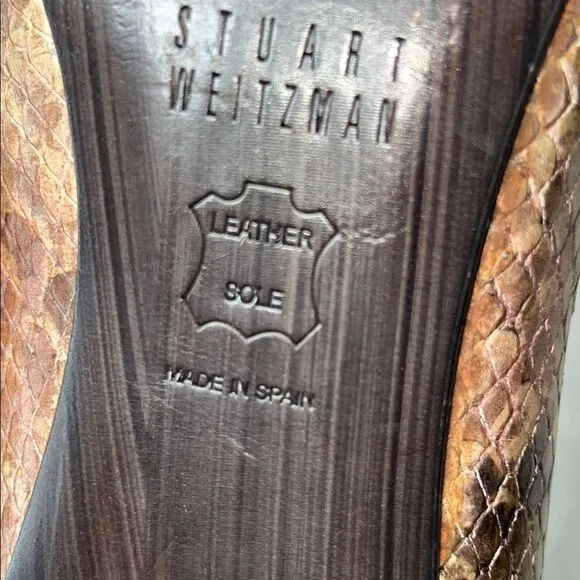 Stuart Weitzman Brown Snakeskin Heels