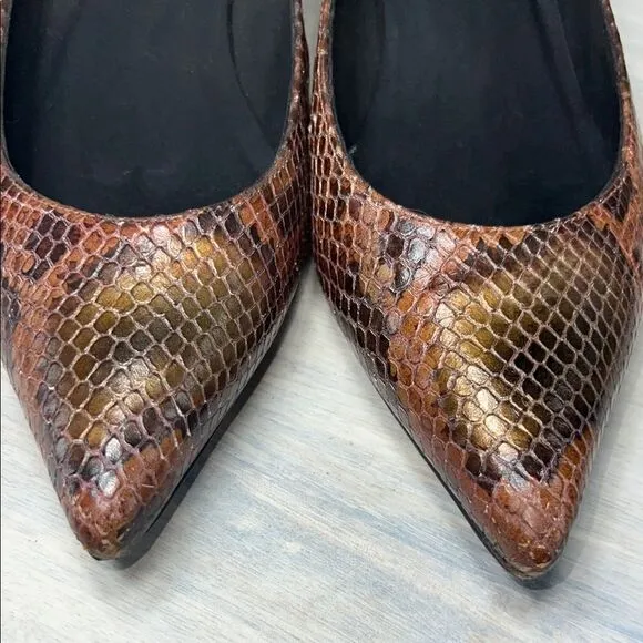 Stuart Weitzman Brown Snakeskin Heels