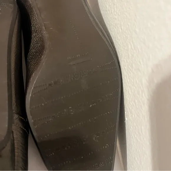 Stuart Wieitman Brown (Pewter) Square Toe Leather Kitten Heels 7.5 Made in Spain