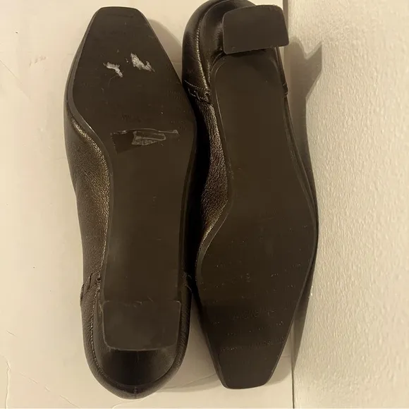 Stuart Wieitman Brown (Pewter) Square Toe Leather Kitten Heels 7.5 Made in Spain