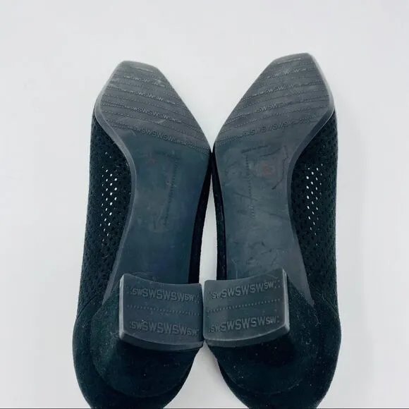Stuart Weitzman Black Perforated Kitten He…