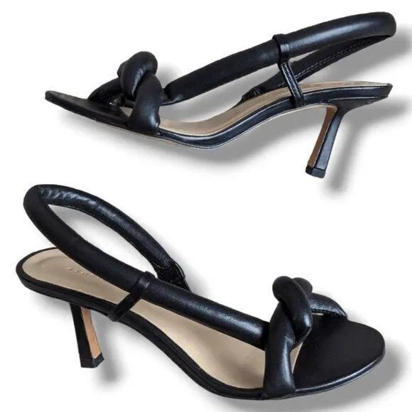 Studio Amelia Tubular Pretzel Black‎ leather slingback heels size 7