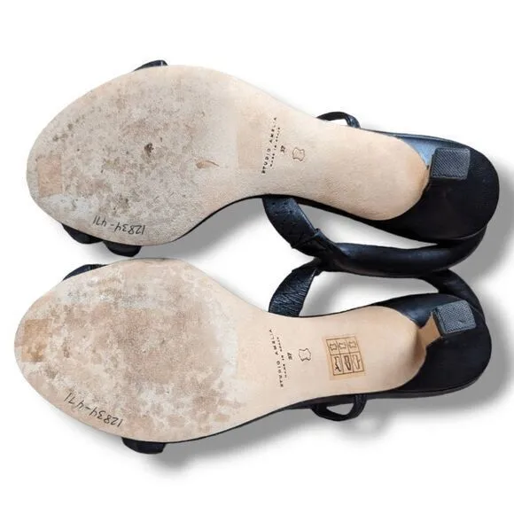 Studio Amelia Tubular Pretzel Black‎ leather slingback heels size 7