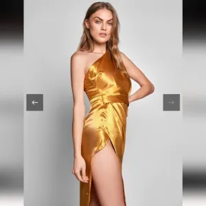 STYLE OF CB ONE SHOULDER BODYCON GOLD OPEN LEG MAXI DRESS WOMEN'S SZ…