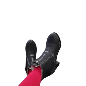 Stylish Black Ankle Boots with White Stitching