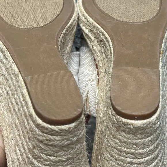Sugar Hundreds Wedge Sandal 11 Beige Linen Slip On Bow Espadrille Coconut Girl