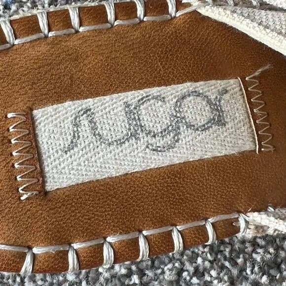 Sugar Hundreds Wedge Sandal 11 Beige Linen Slip On Bow Espadrille Coconut Girl