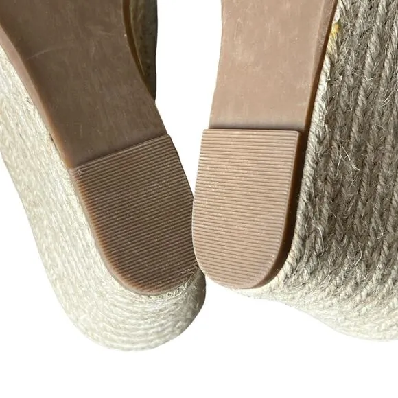 Sugar Hundreds Wedge Sandal 11 Beige Linen Slip On Bow Espadrille Coconut Girl